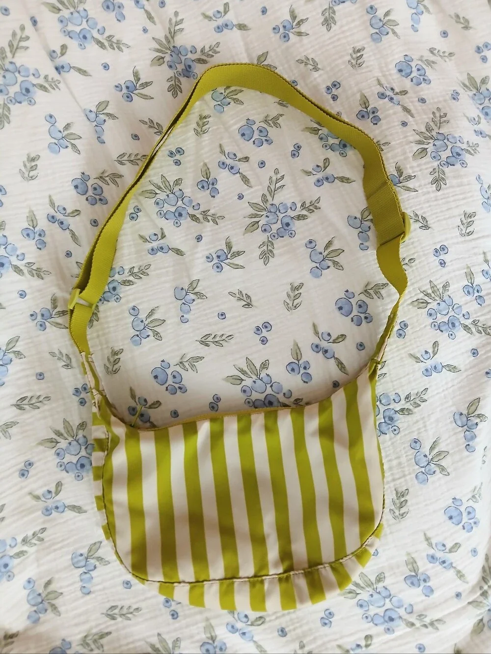 Green Striped Sling Crossbody Bag